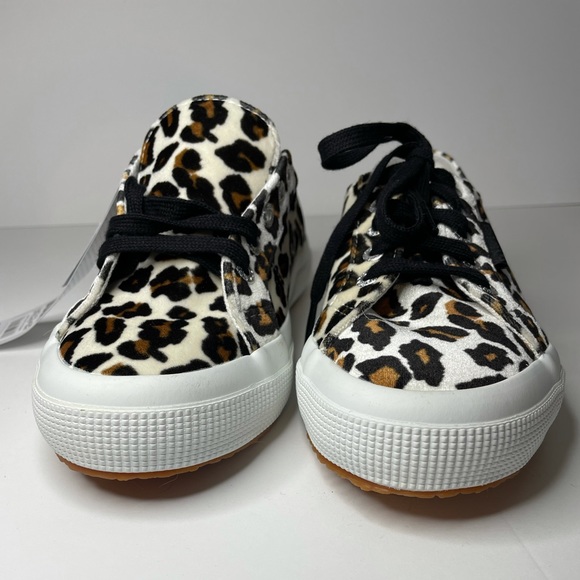 NWOB Superga Velvet White Leopard Sneakers - Picture 5 of 10